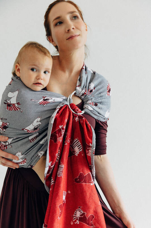 RingSling, Jacquardwebung (100% Baumwolle), mit Raffung an den Ringen - MOOMINMAMMA - ROOTED - standard 1.8m #babywearing