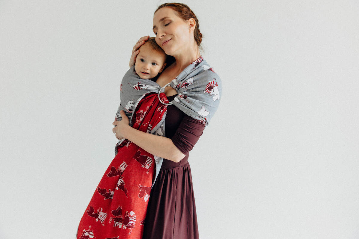 RingSling, Jacquardwebung (100% Baumwolle), mit Raffung an den Ringen - MOOMINMAMMA - ROOTED - standard 1.8m #babywearing
