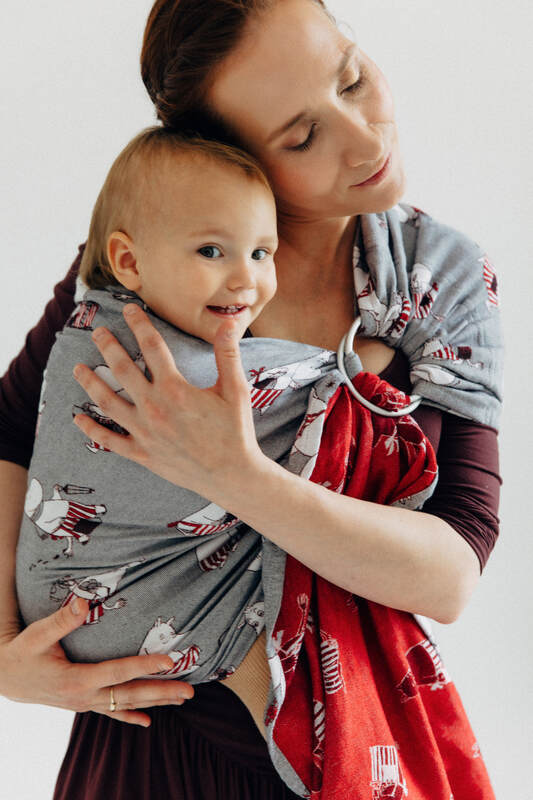 RingSling, Jacquardwebung (100% Baumwolle), mit Raffung an den Ringen - MOOMINMAMMA - ROOTED - standard 1.8m #babywearing