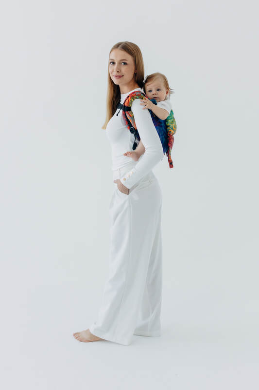 Lenny Buckle Onbuhimo PRO baby carrier, standard size, jacquard weave (100% cotton) - RAINFOREST - CARNIVAL #babywearing