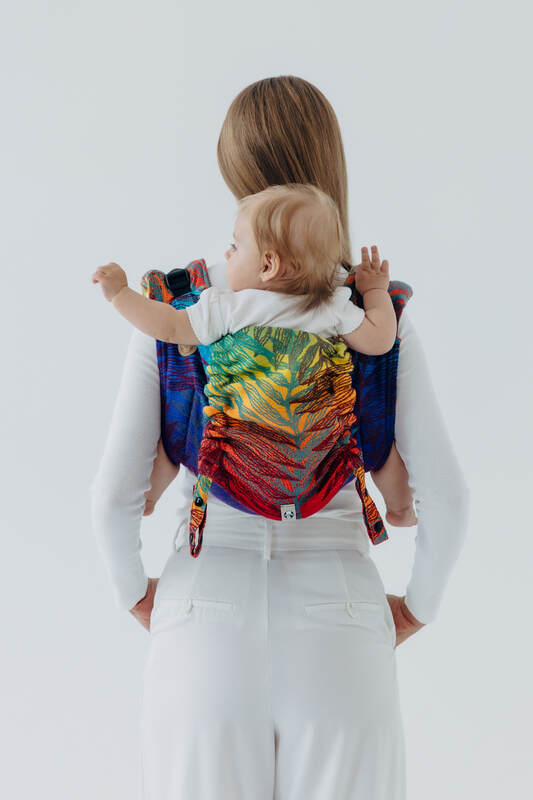 Lenny Buckle Onbuhimo PRO baby carrier, standard size, jacquard weave (100% cotton) - RAINFOREST - CARNIVAL #babywearing