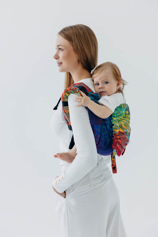Lenny Buckle Onbuhimo PRO baby carrier, standard size, jacquard weave (100% cotton) - RAINFOREST - CARNIVAL #babywearing