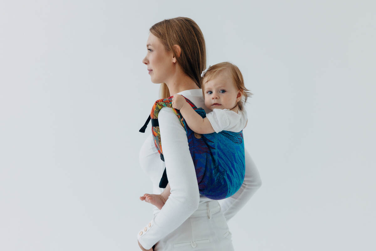 Lenny Buckle Onbuhimo PRO baby carrier, standard size, jacquard weave (100% cotton) - RAINFOREST - CARNIVAL #babywearing