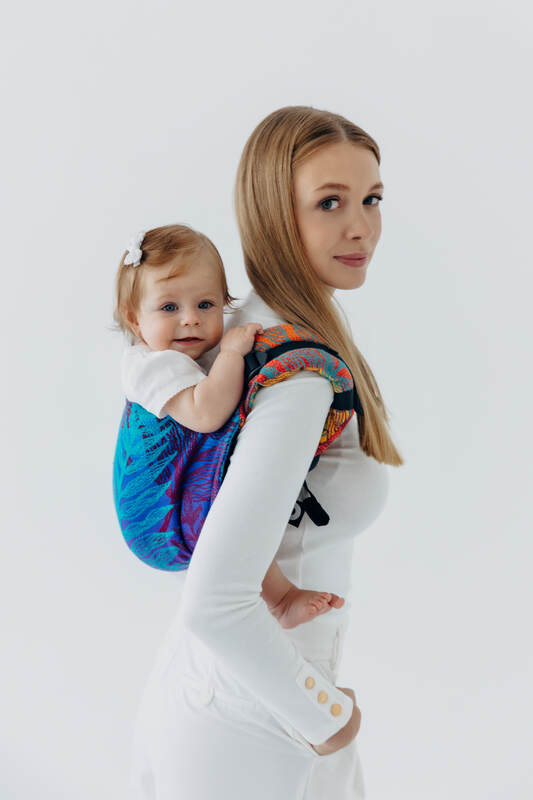 Lenny Buckle Onbuhimo PRO baby carrier, standard size, jacquard weave (100% cotton) - RAINFOREST - CARNIVAL #babywearing