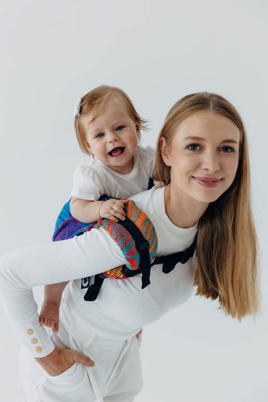 Lenny Buckle Onbuhimo PRO baby carrier, standard size, jacquard weave (100% cotton) - RAINFOREST - CARNIVAL #babywearing
