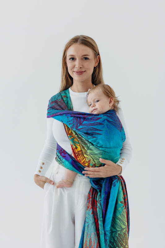 Tragetuch, Jacquardwebung (100% Baumwolle) - RAINFOREST - CARNIVAL - Größe M #babywearing