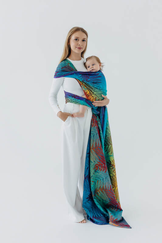 Tragetuch, Jacquardwebung (100% Baumwolle) - RAINFOREST - CARNIVAL - Größe M #babywearing