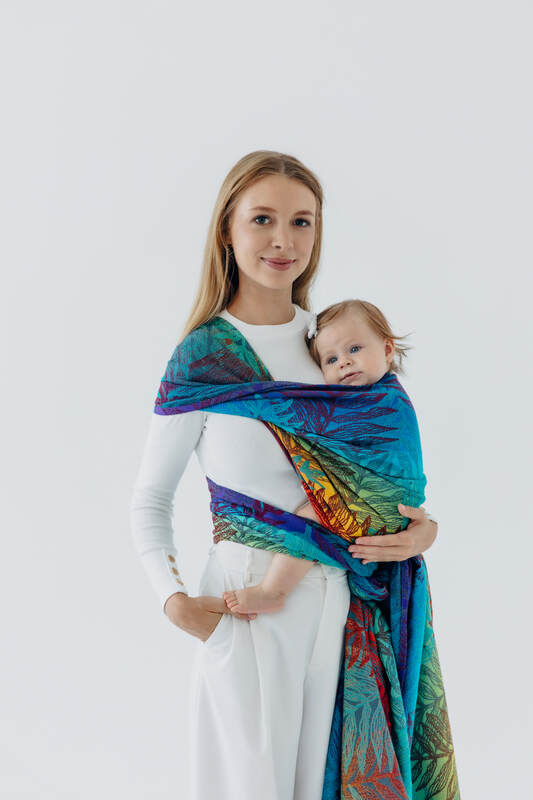 Tragetuch, Jacquardwebung (100% Baumwolle) - RAINFOREST - CARNIVAL - Größe M #babywearing