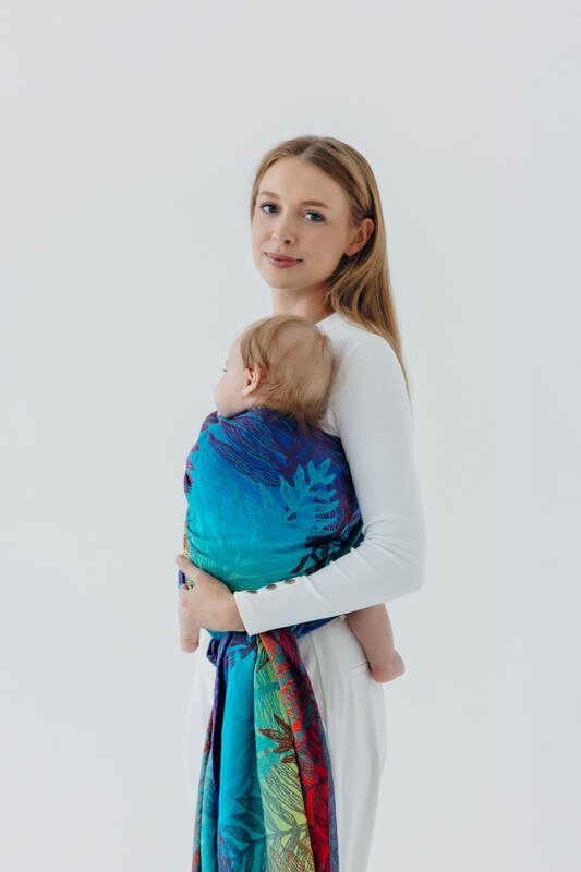 Tragetuch, Jacquardwebung (100% Baumwolle) - RAINFOREST - CARNIVAL - Größe M #babywearing