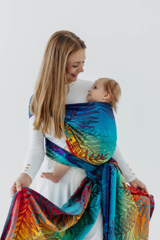 Tragetuch, Jacquardwebung (100% Baumwolle) - RAINFOREST - CARNIVAL - Größe M #babywearing