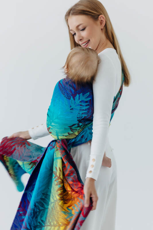 Tragetuch, Jacquardwebung (100% Baumwolle) - RAINFOREST - CARNIVAL - Größe M #babywearing
