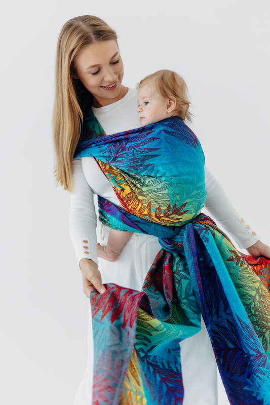 Tragetuch, Jacquardwebung (100% Baumwolle) - RAINFOREST - CARNIVAL - Größe M #babywearing