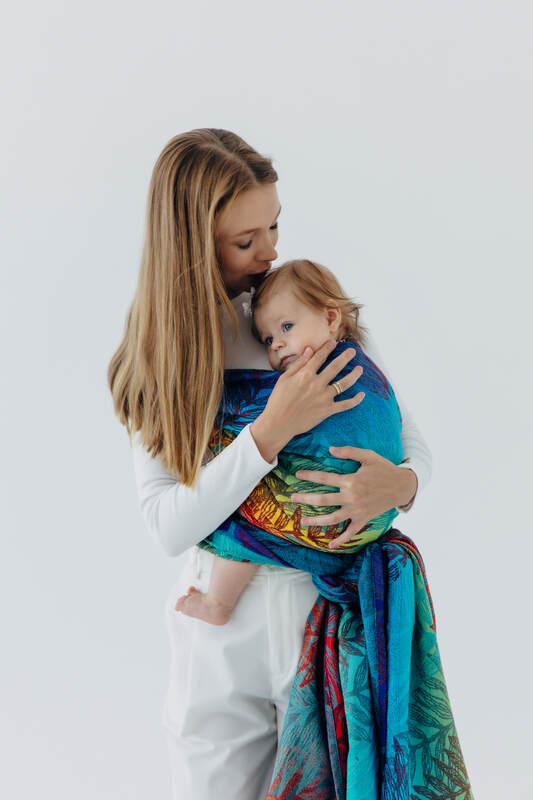 Tragetuch, Jacquardwebung (100% Baumwolle) - RAINFOREST - CARNIVAL - Größe M #babywearing