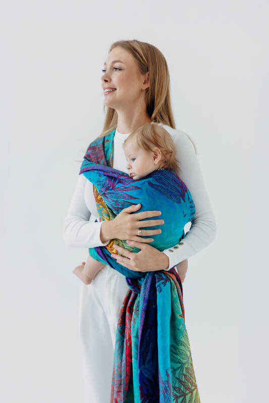 Tragetuch, Jacquardwebung (100% Baumwolle) - RAINFOREST - CARNIVAL - Größe M #babywearing