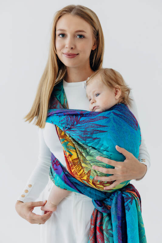 Tragetuch, Jacquardwebung (100% Baumwolle) - RAINFOREST - CARNIVAL - Größe M #babywearing