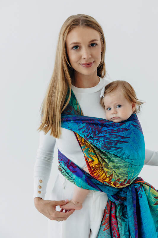 Tragetuch, Jacquardwebung (100% Baumwolle) - RAINFOREST - CARNIVAL - Größe M #babywearing