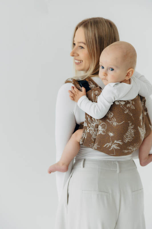 Lenny Buckle Onbuhimo PRO baby carrier, standard size, jacquard weave (100% cotton) - HERBARIUM - RAINDROPS #babywearing
