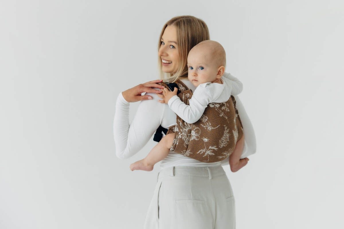 Lenny Buckle Onbuhimo PRO baby carrier, toddler size, jacquard weave (100% cotton) - HERBARIUM - RAINDROPS #babywearing