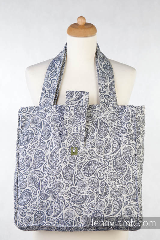 Bolso hecho de tejido de fular (100% algodón) - PAISLEY AZUL MARINO & CREMA - talla estándar 37 cm x 37 cm #babywearing