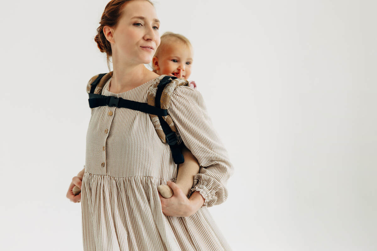 Lenny Buckle Onbuhimo PRO baby carrier, standard size, jacquard weave (100% cotton) - HERBARIUM - RAINDROPS #babywearing