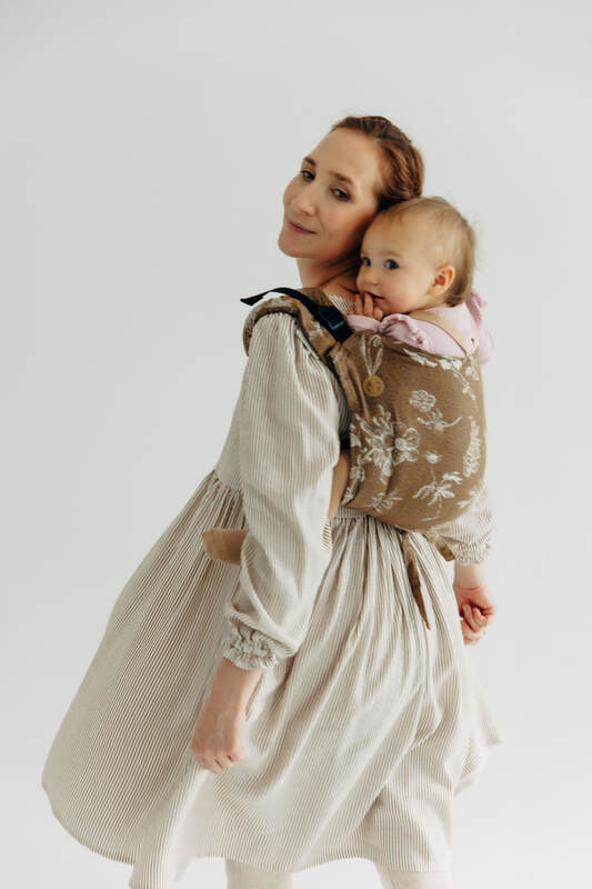 Lenny Buckle Onbuhimo PRO baby carrier, standard size, jacquard weave (100% cotton) - HERBARIUM - RAINDROPS #babywearing