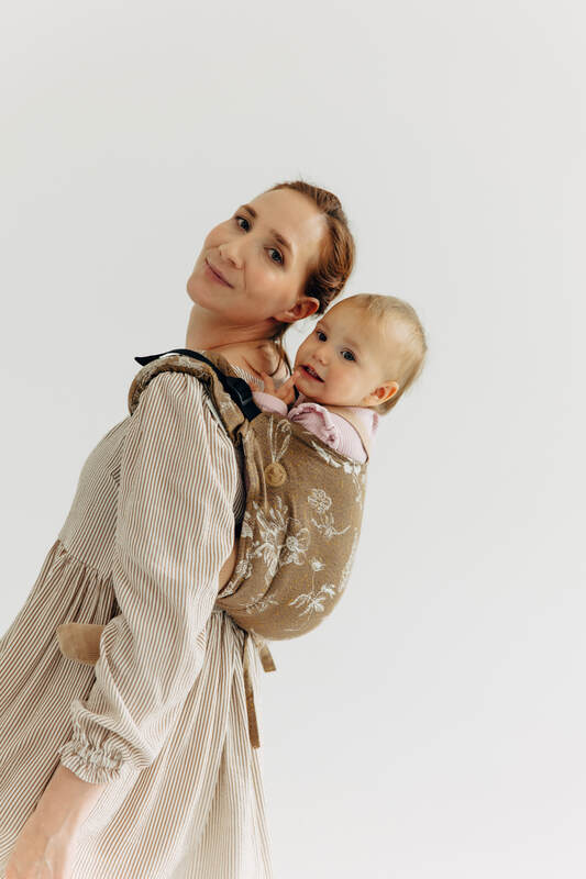 Lenny Buckle Onbuhimo PRO baby carrier, standard size, jacquard weave (100% cotton) - HERBARIUM - RAINDROPS #babywearing