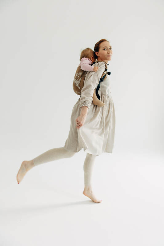 Lenny Buckle Onbuhimo PRO baby carrier, toddler size, jacquard weave (100% cotton) - HERBARIUM - RAINDROPS #babywearing