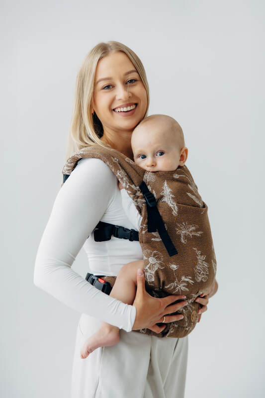 LennyLight Carrier, Standard Size, jacquard weave 100% cotton - HERBARIUM - RAINDROPS #babywearing