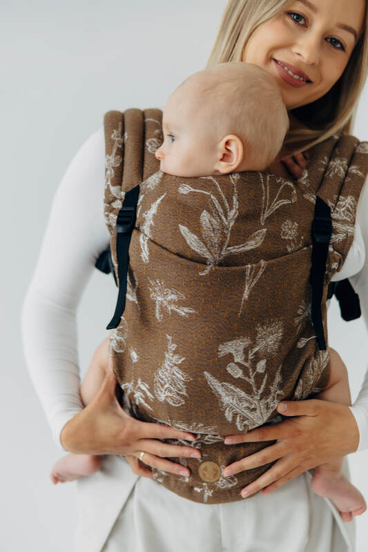 LennyLight Carrier, Standard Size, jacquard weave 100% cotton - HERBARIUM - RAINDROPS #babywearing
