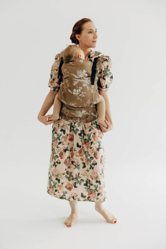 LennyUpGrade PRO Carrier, Standard Size, jacquard weave 100% cotton - HERBARIUM - RAINDROPS #babywearing