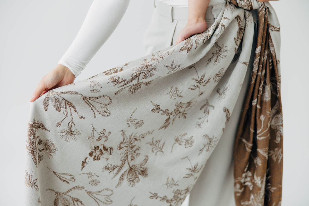 Fular țesut, Mărime Mărimea 8 (XL - 6,0 m), HERBARIUM - RAINDROPS #babywearing