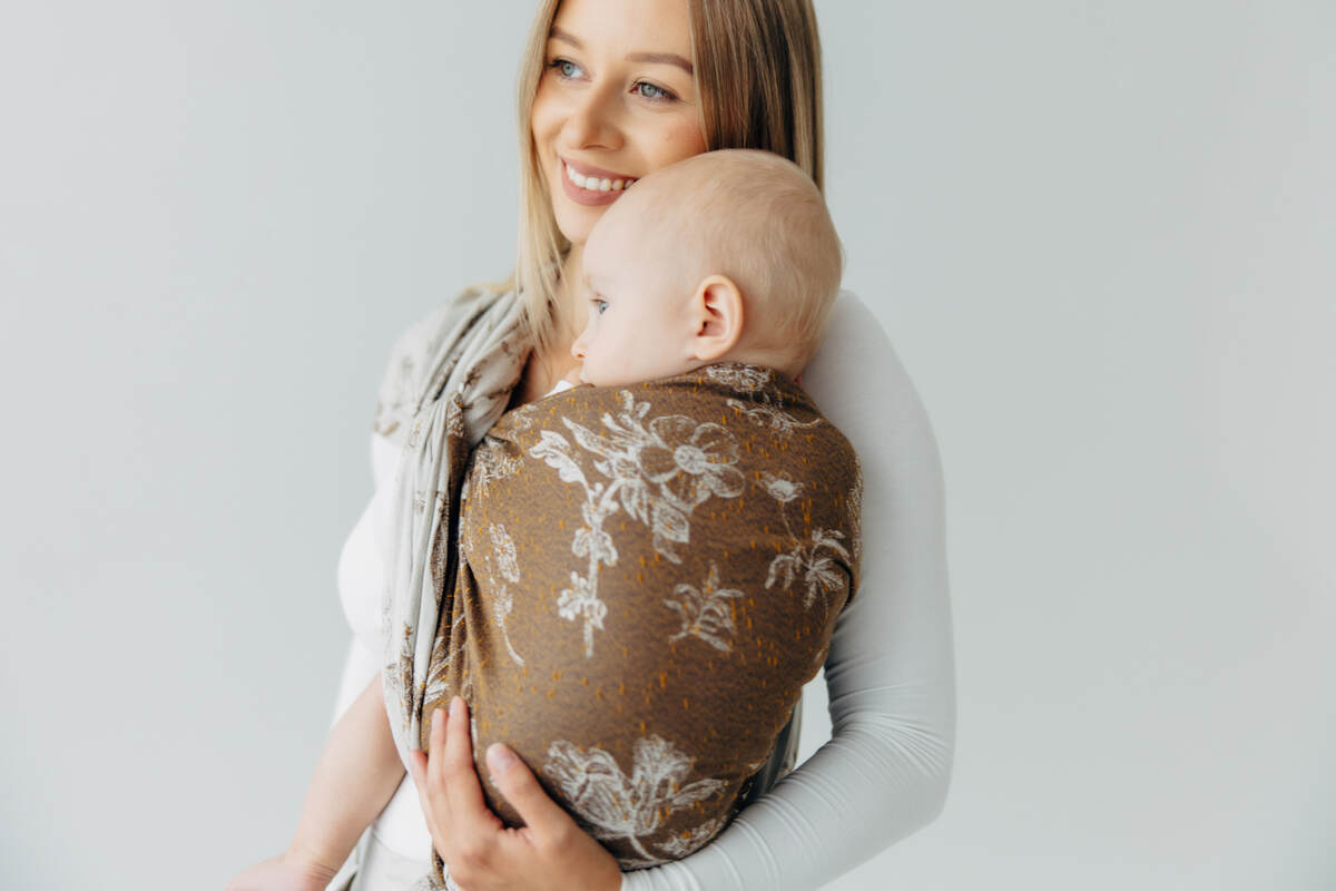 Fular țesut, Mărime Mărimea 8 (XL - 6,0 m), HERBARIUM - RAINDROPS #babywearing