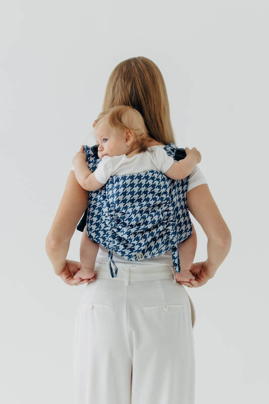 Lenny Buckle Onbuhimo PRO baby carrier, Standard size, jacquard weave (40% cotton, 40% merino wool, 13% silk, 7% cashmere) - PATA DE GALLO - PUZZLE #babywearing