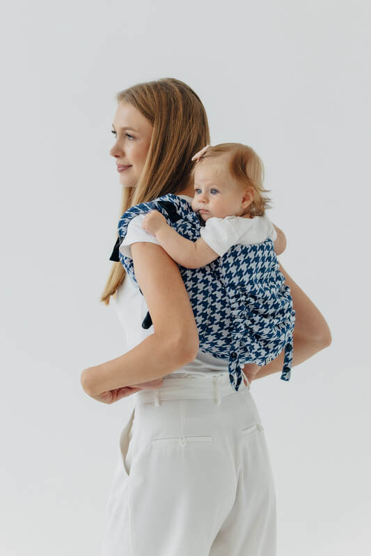 Lenny Buckle Onbuhimo PRO baby carrier, Standard size, jacquard weave (40% cotton, 40% merino wool, 13% silk, 7% cashmere) - PATA DE GALLO - PUZZLE #babywearing