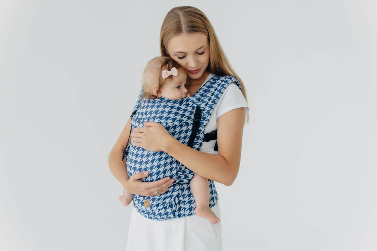 LennyLight Carrier, Standard Size, jacquard weave (40% cotton, 40% merino wool, 13% silk, 7% cashmere) - PATA DE GALLO - PUZZLE #babywearing