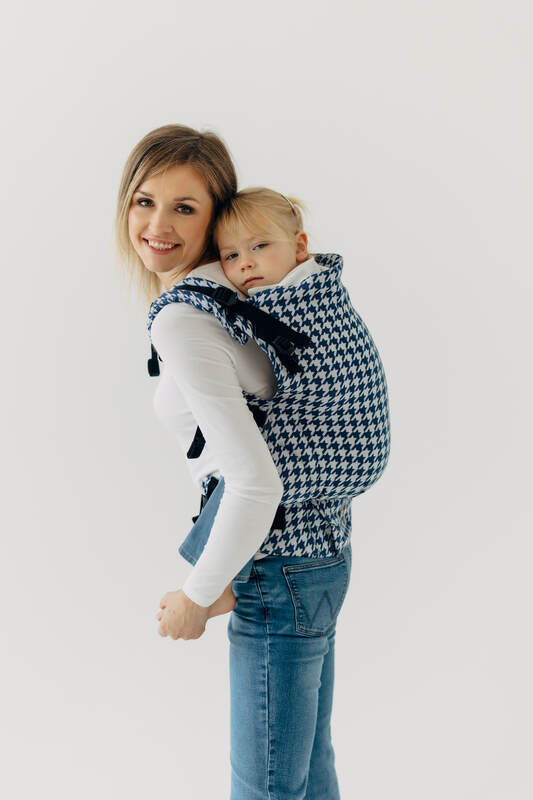 LennyPreschool Carrier, Preschool Size, jacquard weave (40% cotton, 40% merino wool, 13% silk, 7% cashmere) - PATA DE GALLO - PUZZLE #babywearing
