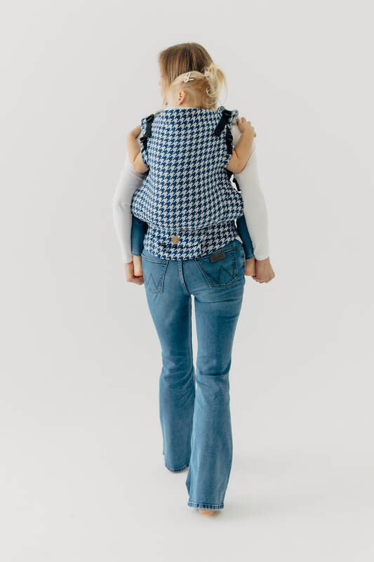 LennyPreschool Carrier, Preschool Size, jacquard weave (40% cotton, 40% merino wool, 13% silk, 7% cashmere) - PATA DE GALLO - PUZZLE #babywearing