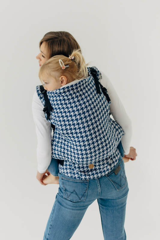 LennyPreschool Carrier, Preschool Size, jacquard weave (40% cotton, 40% merino wool, 13% silk, 7% cashmere) - PATA DE GALLO - PUZZLE #babywearing