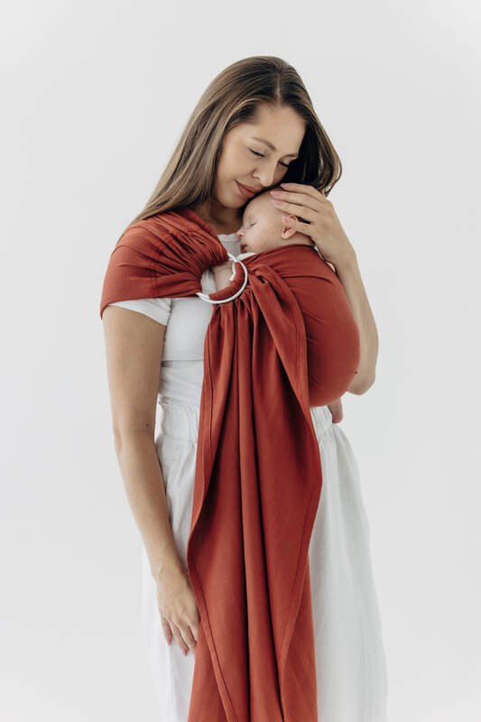 Ring Sling, Broken twill Weave (100% cotton), with gathered shoulder - ROOIBOS - standard 1.8m #babywearing