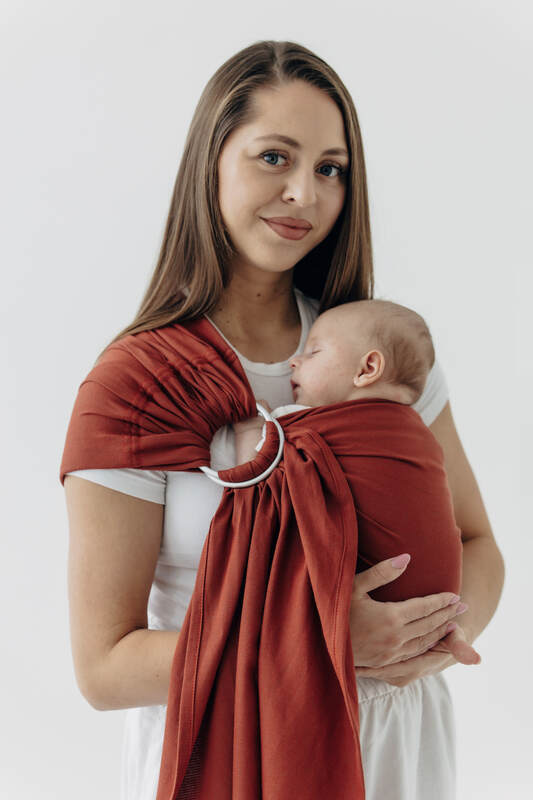 Ring Sling, Broken twill Weave (100% cotton), with gathered shoulder - ROOIBOS - standard 1.8m #babywearing