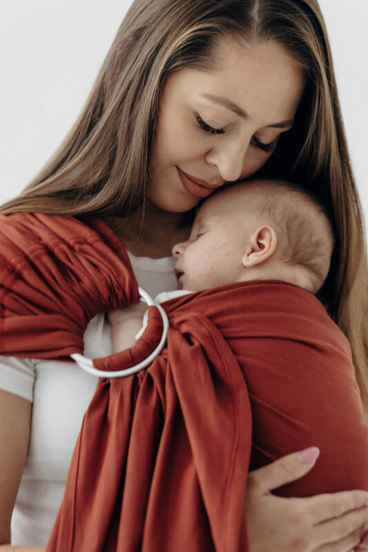 Ring Sling, Broken twill Weave (100% cotton), with gathered shoulder - ROOIBOS - standard 1.8m #babywearing