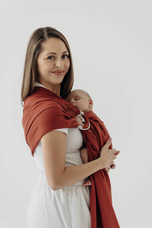 Ring Sling, Broken twill Weave (100% cotton), with gathered shoulder - ROOIBOS - standard 1.8m #babywearing