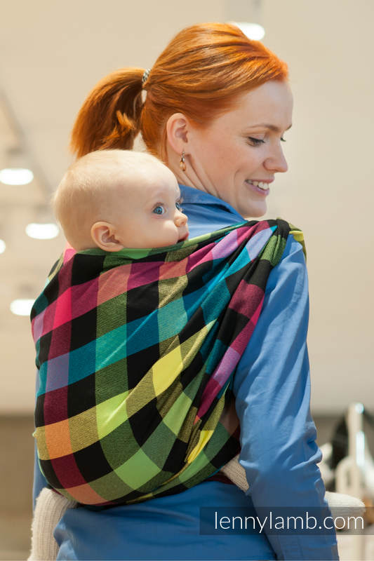 Chusta do noszenia dzieci, tkana splotem diamentowym, bawełna - DIAMENTOWA KRATA -  rozmiar XL (drugi gatunek) #babywearing