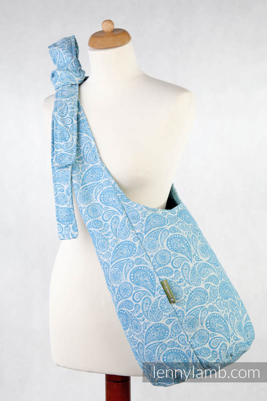 Hobo Tasche, hergestellt vom gewebten Stoff (100% Baumwolle) - PAISLEY TÜRKIS & CREME #babywearing