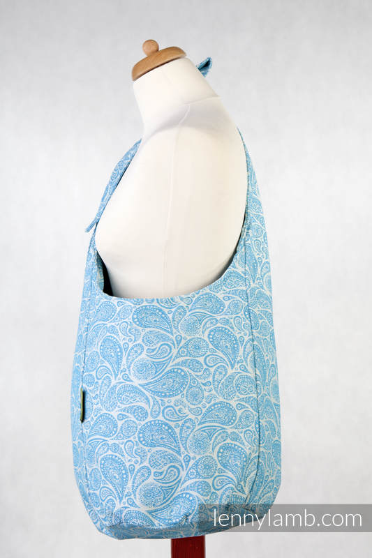 Hobo Tasche, hergestellt vom gewebten Stoff (100% Baumwolle) - PAISLEY TÜRKIS & CREME #babywearing