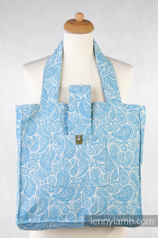 Torba na ramię z materiału chustowego, (100% bawełna) - PAISLEY TURKUS z KREMEM- uniwersalny rozmiar 37cmx37cm #babywearing