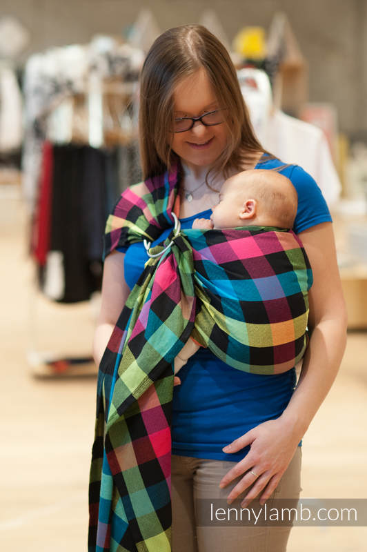 Chusta kółkowa do noszenia dzieci, tkana splotem diamentowym, bawełna - DIAMENTOWA KRATA - long 2.1m #babywearing