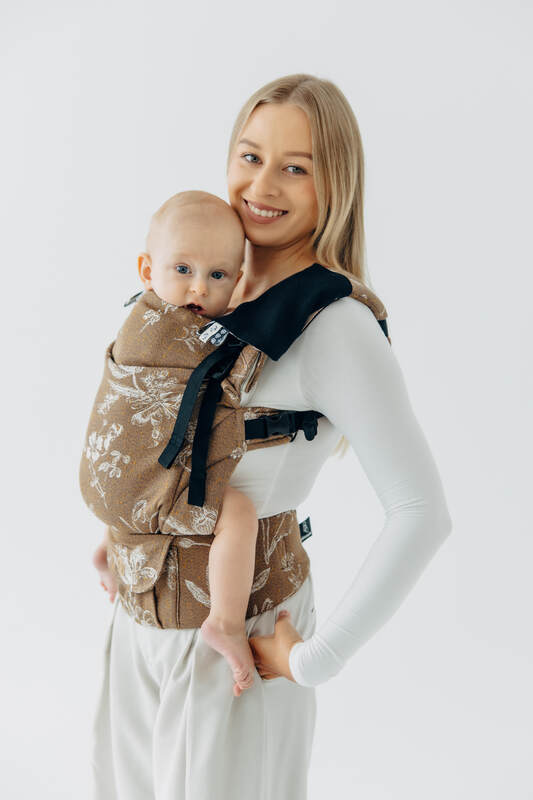 Schultergurtschoner (100% Baumwolle) - LITTLE HERRINGBONE EBONY BLACK  #babywearing