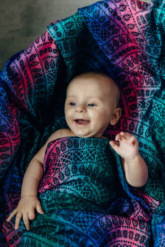 Swaddle Blanket - PEACOCK'S TAIL - BLACK OPAL  #babywearing