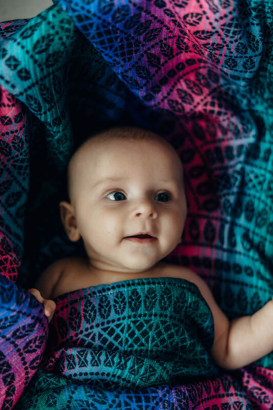 Swaddle Blanket - PEACOCK'S TAIL - BLACK OPAL  #babywearing
